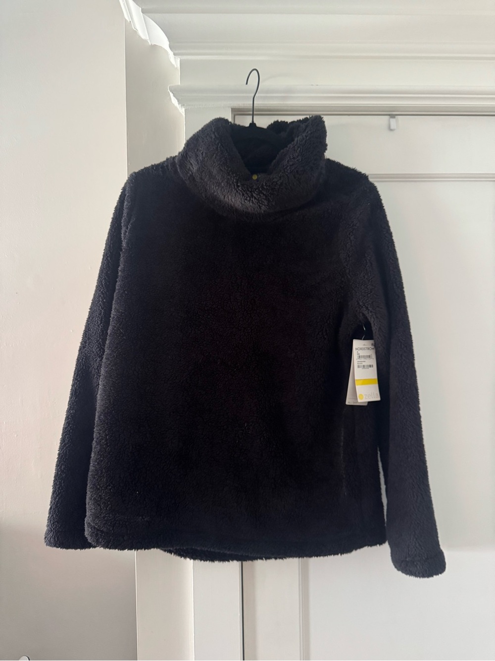 Zella Black Plush Cowl Neck Sweater
